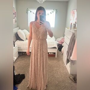 Anthropologie/ BHLDN Fidelia Beaded Maxi Dress - Blush